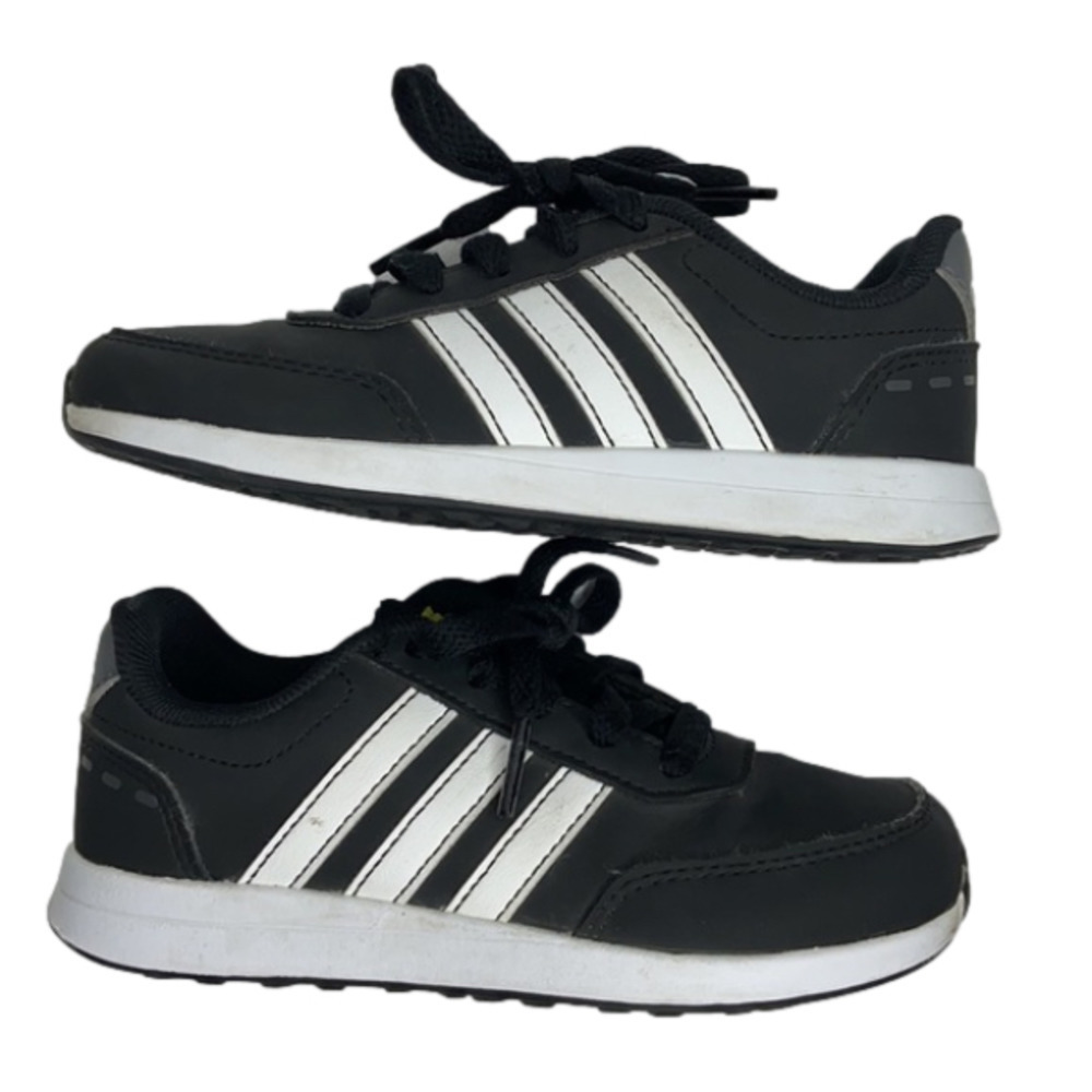 ADIDAS Kids Running Shoes Black White Size 11K US